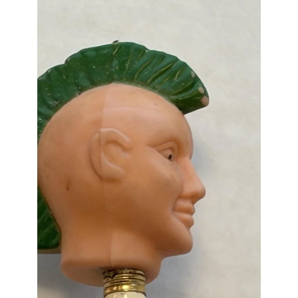 Vintage Pencil Topper Rubber Punk Mohawk Head Iowa State University ISU Souvenir